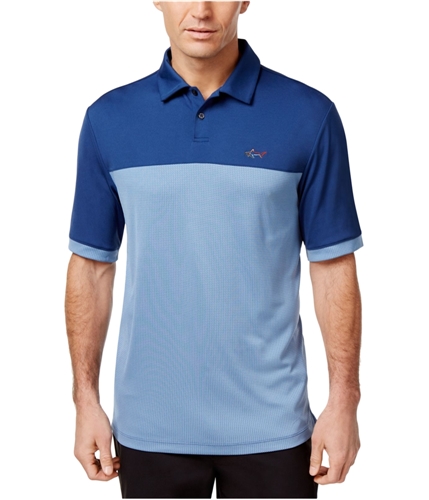 Greg Norman Mens Two Tone Embossed Rugby Polo Shirt bluesocket S