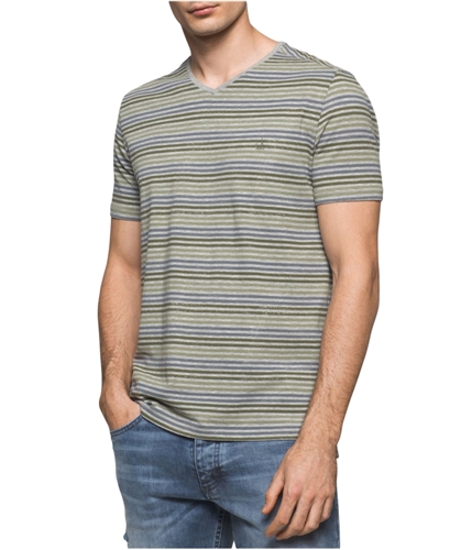Calvin Klein Mens Striped V Embellished T-Shirt rosemary303 S