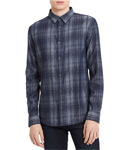 Calvin Klein Mens Jacquard Button Up Shirt indigo S