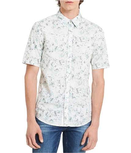 Calvin Klein Mens Reflection Button Up Shirt opalblue XL