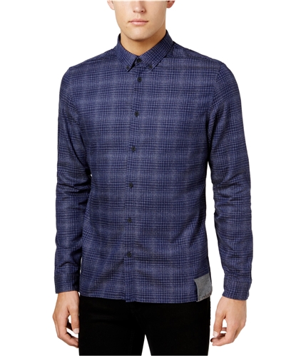 Calvin Klein Mens Brushed Line-Grid Button Up Shirt classicnavy M