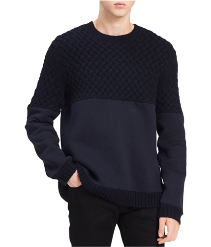 Calvin Klein Mens Mixed Media Pullover Sweater navycombo M