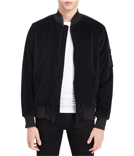 Calvin Klein Mens Velour Bomber Jacket black S