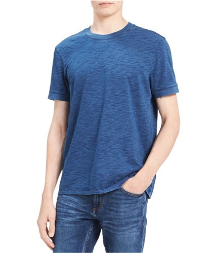 Calvin Klein Mens Textured Basic T-Shirt medindigo M