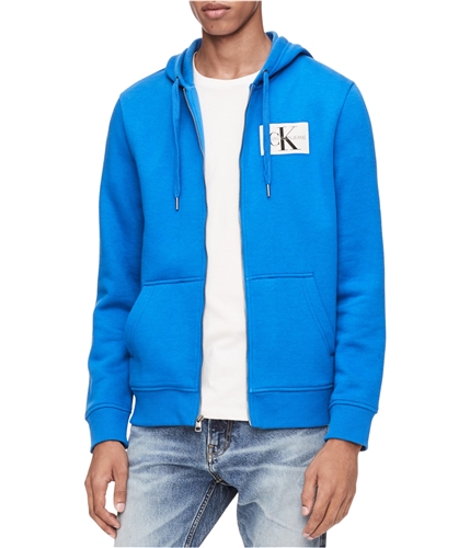 Calvin Klein Mens Monogram Hoodie Sweatshirt blue 2XL