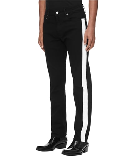 Calvin Klein Mens Side Stripe Slim Fit Jeans black 34x32