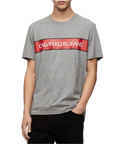 Calvin Klein Mens Logo Box Graphic T-Shirt steelwoolheat S