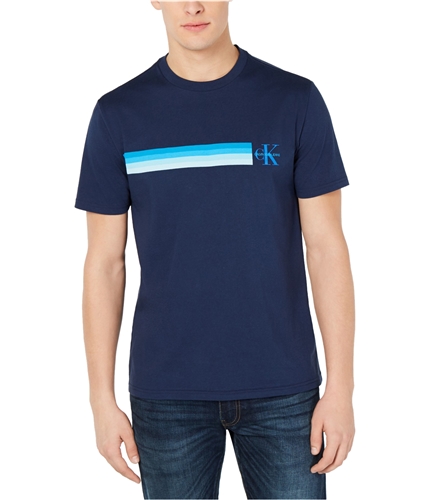 Calvin Klein Mens Gradient Stripe Graphic T-Shirt navy S