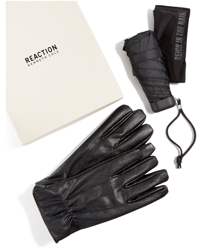 Kenneth Cole Mens Gift Set Umbrella & Leather Gloves blk M