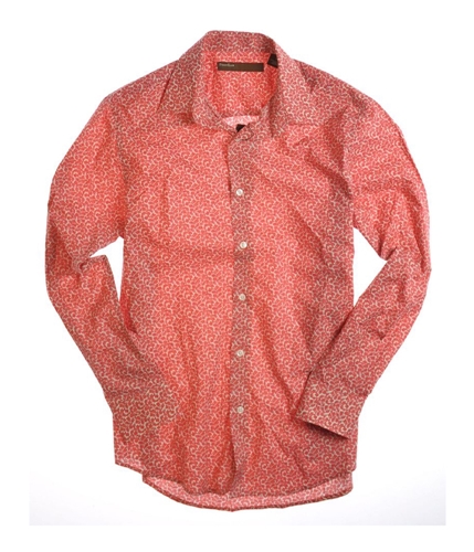 Perry Ellis Mens Ls Hibiscus Print Button Up Dress Shirt raspberry M
