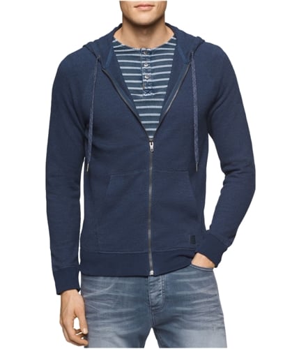 Calvin Klein Mens Full Zip Hoodie Sweatshirt navyarmada L