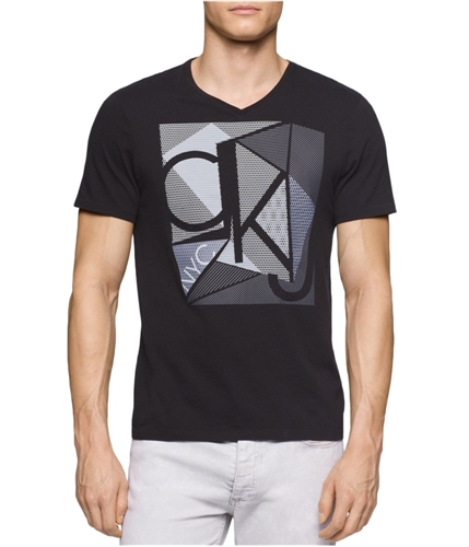 Calvin Klein Mens Mixed Techniques Graphic T-Shirt black 2XL