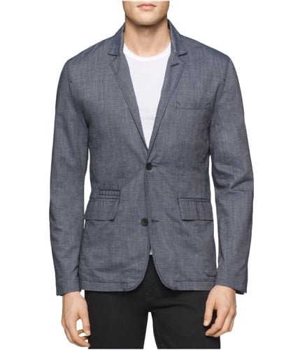 Calvin Klein Mens Chambray Two Button Blazer Jacket navyarmada XL