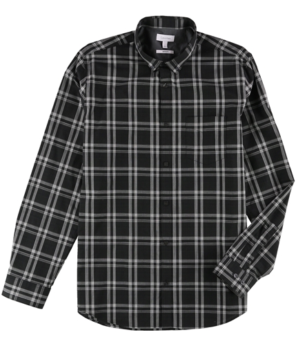 Calvin Klein Mens Plaid Button Up Shirt black L