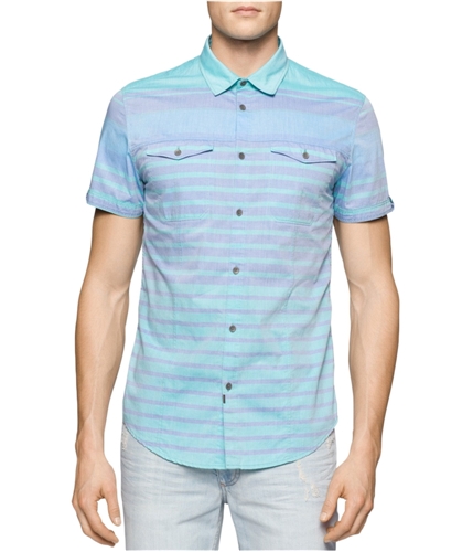 Calvin Klein Mens Colorblocked Button Up Shirt porcelain XL