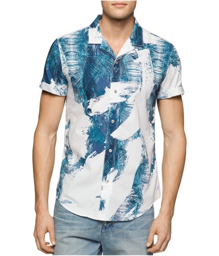 Calvin Klein Mens Palm Button Up Shirt wornnavy XL