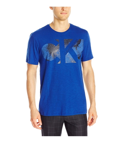 Calvin Klein Mens Stressed Logo Graphic T-Shirt sodalite L