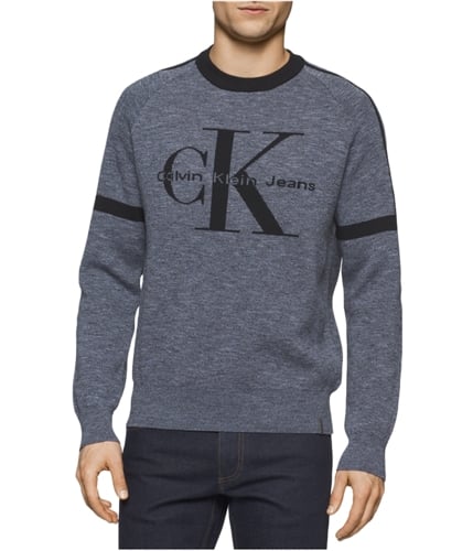 Calvin Klein Mens Jacquard Pullover Sweater lightindigo 2XL