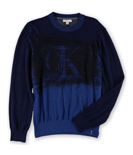 Calvin Klein Mens Logo Knit Sweater fauxindigo L