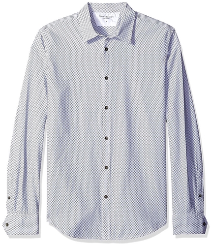 Calvin Klein Mens Square Button Up Shirt white XL