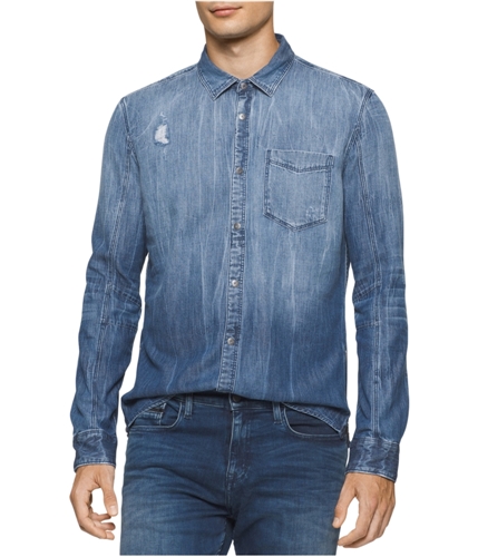 Calvin Klein Mens Denim Button Up Shirt mediumblue XL