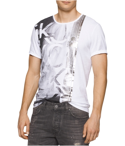 Calvin Klein Mens Solid Logo Graphic T-Shirt white XL