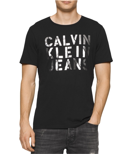 Calvin Klein Mens Shiny Logo Graphic T-Shirt black XL