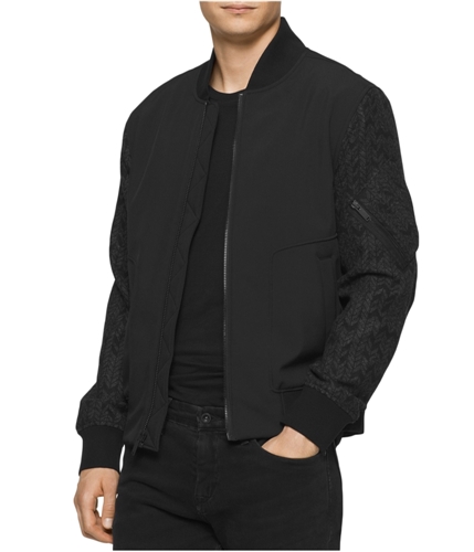 Calvin Klein Mens Mixed Media Aviator Jacket black S