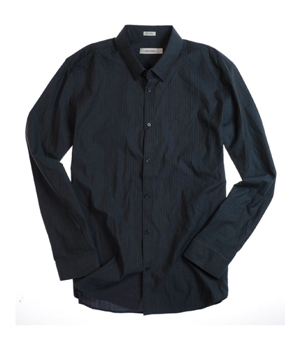 Calvin Klein Mens Carryover L/s Stripe Button Up Shirt darkblue L