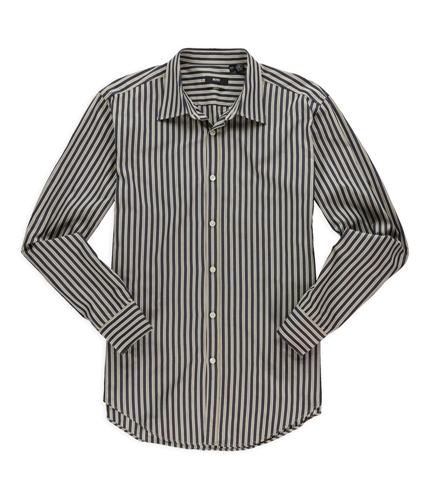 Hugo Boss Mens Slim Fit Striped Button Up Dress Shirt gldblk L