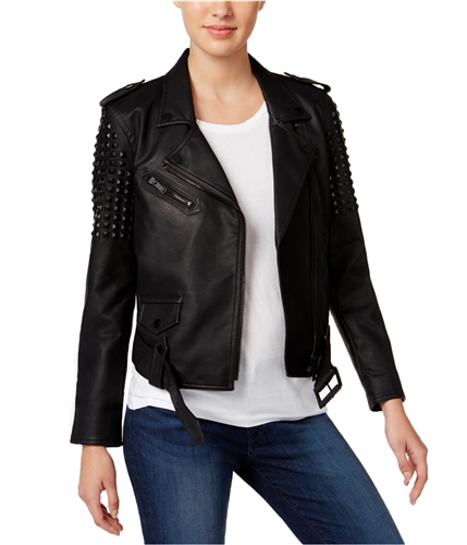 Calvin Klein Womens Studded Motorcycle Jacket black M