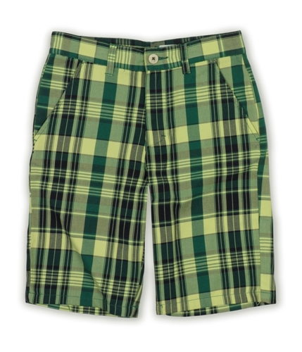Etnies Boys Parker Plaid Casual Chino Shorts green L