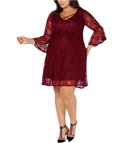 Love Squared Womens Lace A-line Dress mediumred 2X