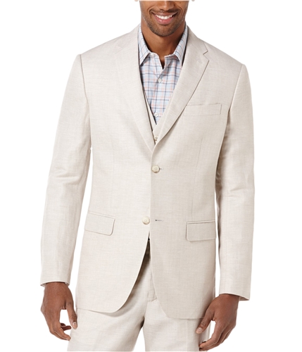 Perry Ellis Mens Linen Two Button Blazer Jacket natural 48