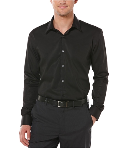 Perry Ellis Mens Non-Iron Long Sleeve Button Up Shirt black S