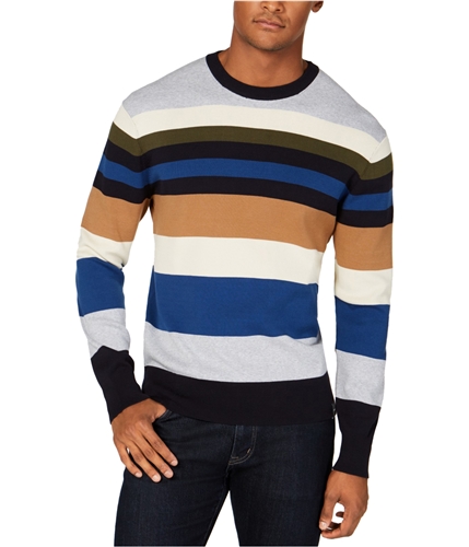 DKNY Mens Colorful Stripe Knit Sweater navy L