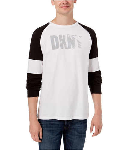DKNY Mens Colorblocked Logo Graphic T-Shirt standardwht S