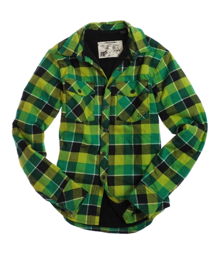FOX Mens Claude Sherpa Ls Flannel Faux Fur Field Jacket green S