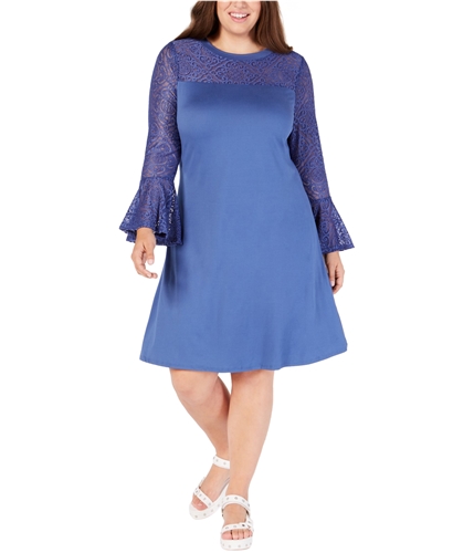 Love Squared Womens Lace A-line Dress medblue 1X