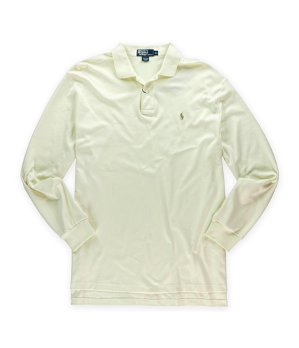 Ralph Lauren Mens Logo Long Sleeve Rugby Polo Shirt cream XL