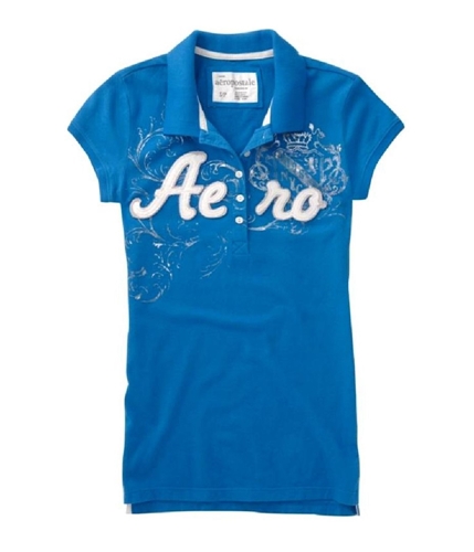 Aeropostale Womens Embroidered Aero Polo Shirt seablue XS