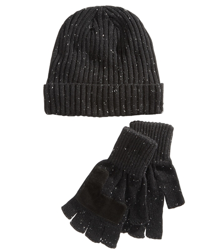 Ryan Seacrest Mens Donegal Beanie Gloves black One Size
