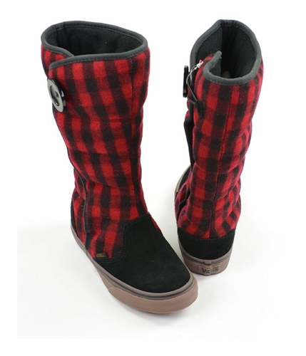 Vans Womens Phoebe Classic Quilted Plaid Athletic Boots blackred 5.5