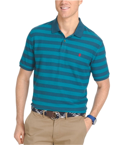 IZOD Mens Pique Knit Rugby Polo Shirt oceandepths S