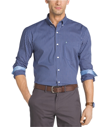 IZOD Mens Non-Iron Stretch Grid Button Up Shirt twilightblue XL