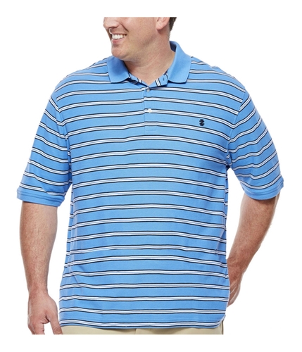 IZOD Mens Striped Pique Rugby Polo Shirt bluerevival 3XL