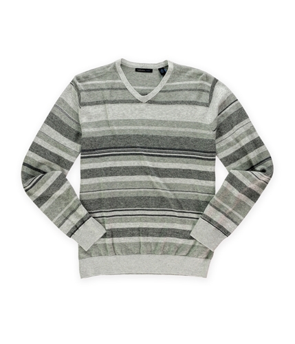 Van Heusen Mens Striped V Neck Pullover Sweater silverfoxhtr M