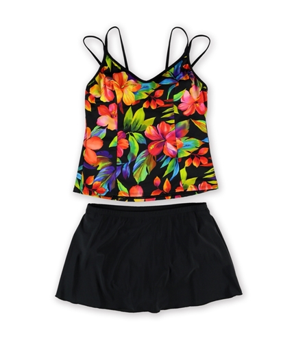 MiracleSuit Womens Lush Leaf Skirted 2 Piece Tankini blk 14