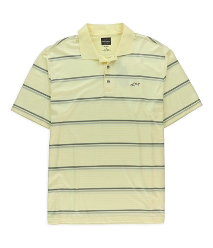 Tasso Elba Mens Greg Norman Striped Rugby Polo Shirt lemonbutter XL