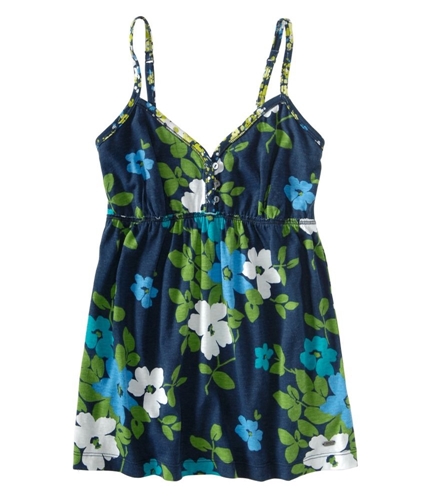 Aeropostale Womens Floral Baby Doll Cami Tank Top navyblue S